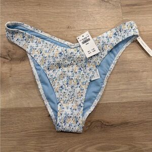 Hollister Blue and Yellow Floral Bikini Bottom